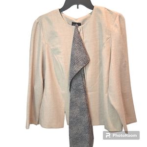 LESLIE FAY Women's Blazer Suit Jacket With Scarf Carrer Front Bottom Size 14WP